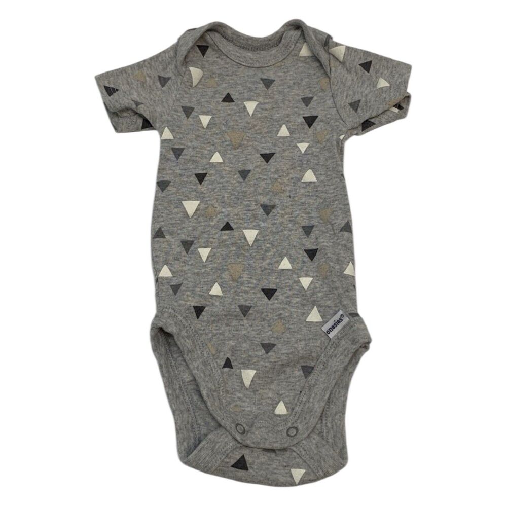 Gerber Modern Moments Baby One Piece Gray With Triangles Size 6-9M